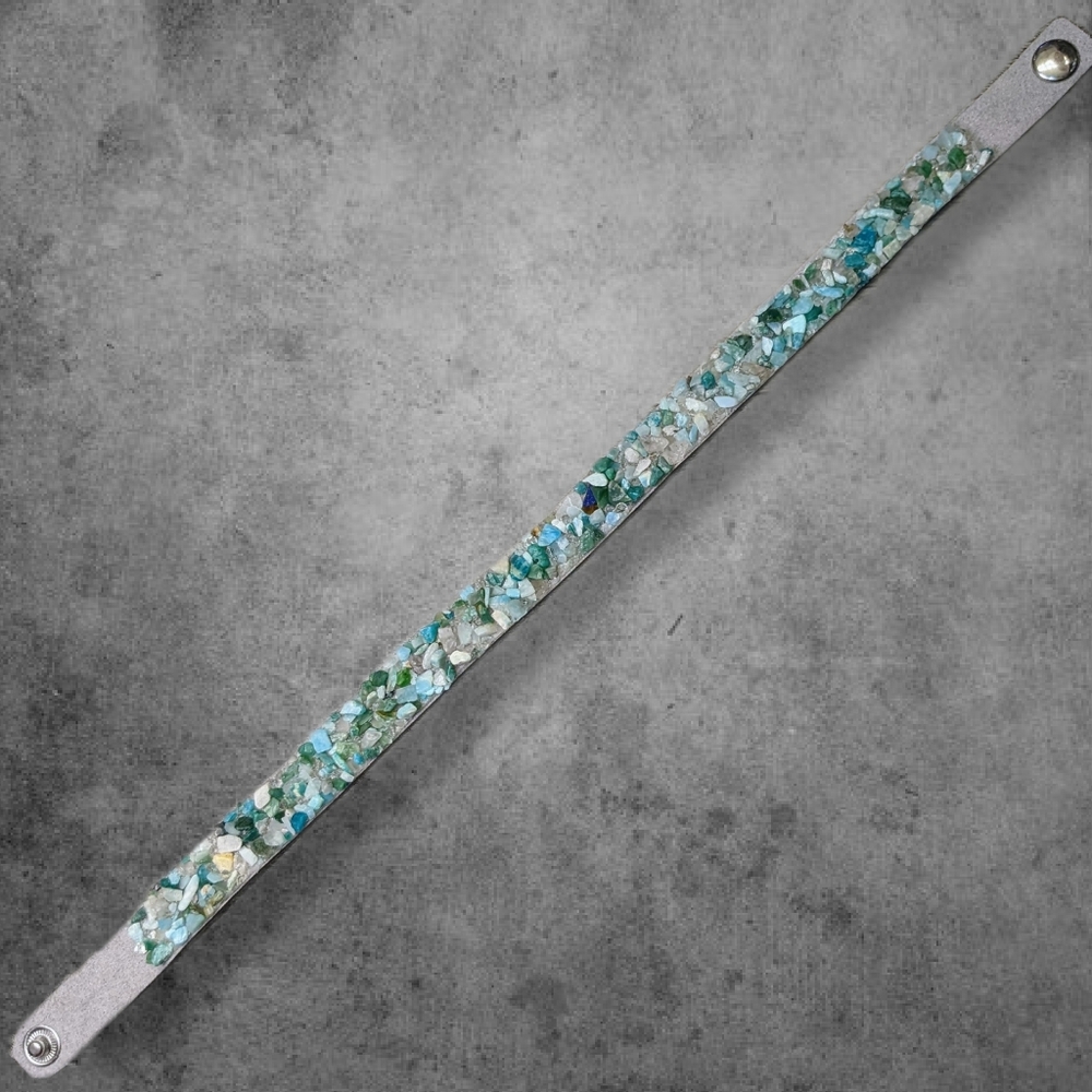 C1 Unique Natural Gemstone Double Wrap Bracelet Aqua Seafoam Green Mint Blue - Picture 4 of 17